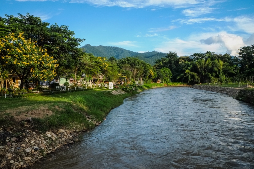 Along the Pai River, in downtown Pai